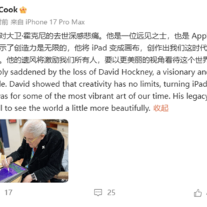 88岁艺术大师霍克尼离世，库克发文缅怀