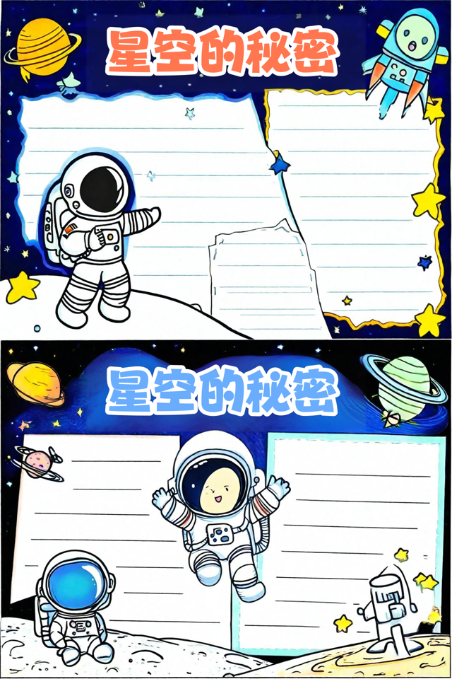 星空图天文科普怎么画,关于星空主题的手抄报简单笔画