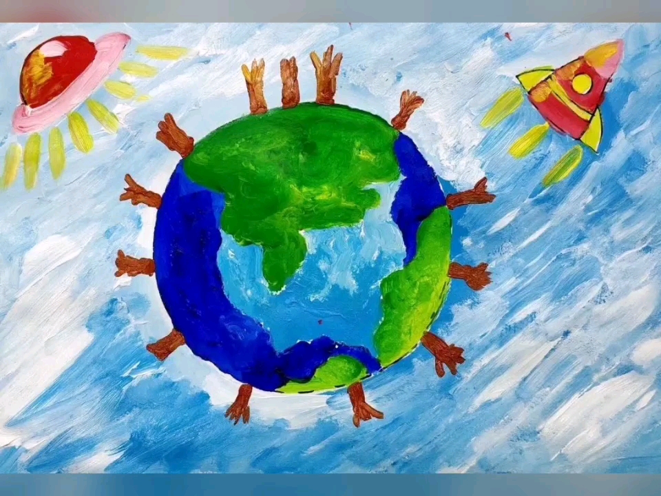 保护地球科学绘画,地球环保主题绘画作品