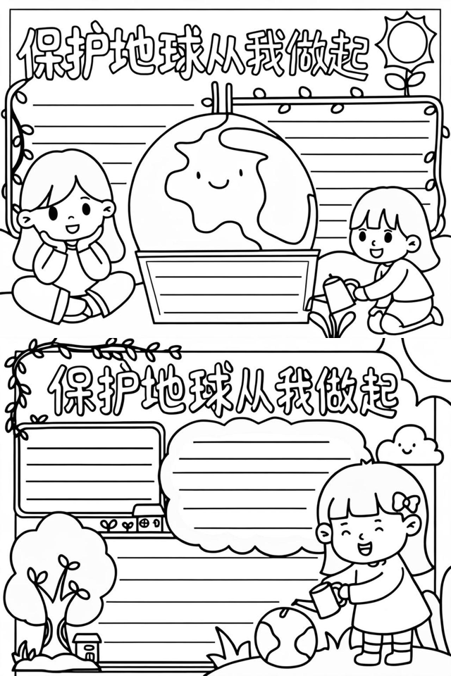 画地球科学手抄报图片,山水画科学地球小报简画