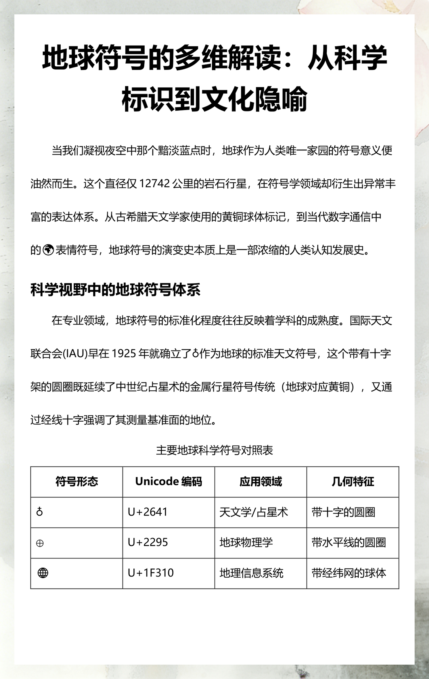 地球科学文化体系,地球科学文化体系包括