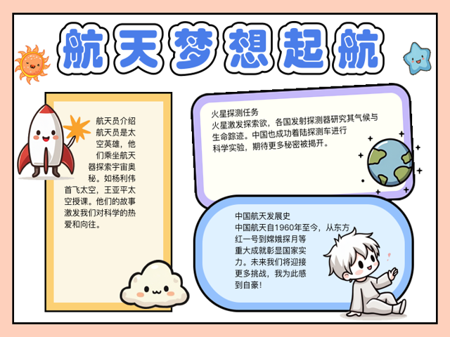 探索太空筑梦航天文字,中国探索太空手抄报文字