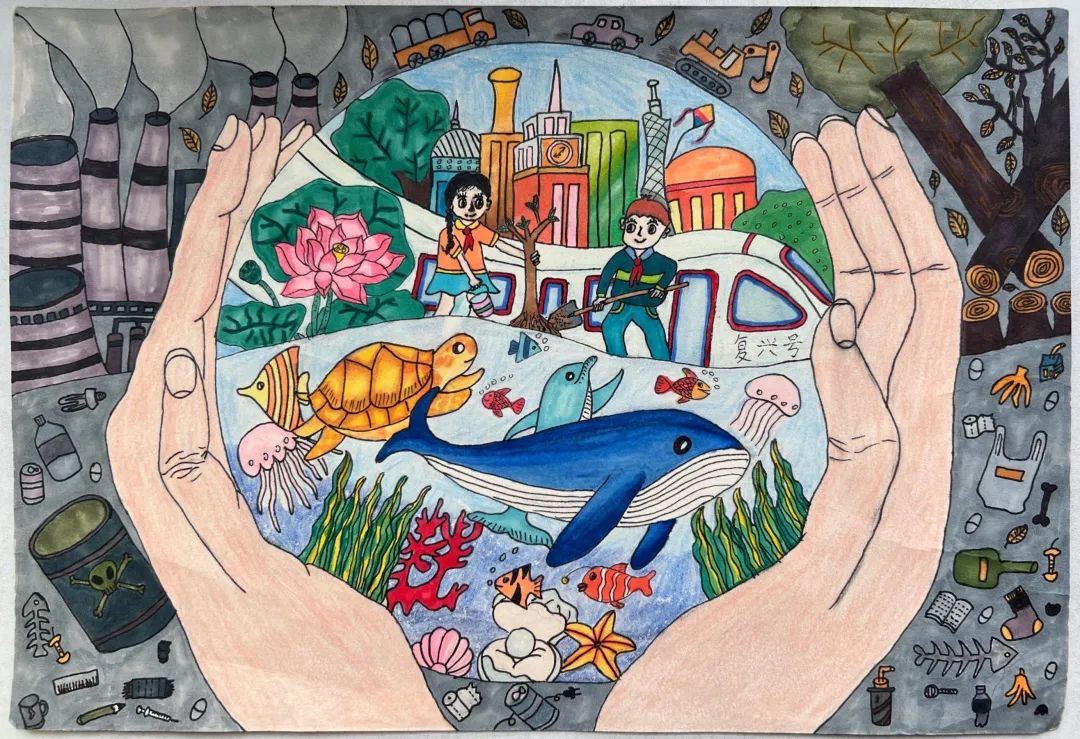 保护地球科学绘画作品,保护地球科学绘画作品4k纸