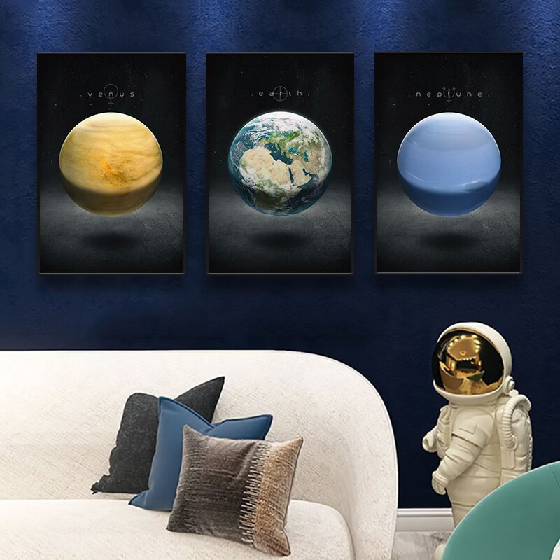 天文科普行星挂画,天文类科学实验手绘彩画星球