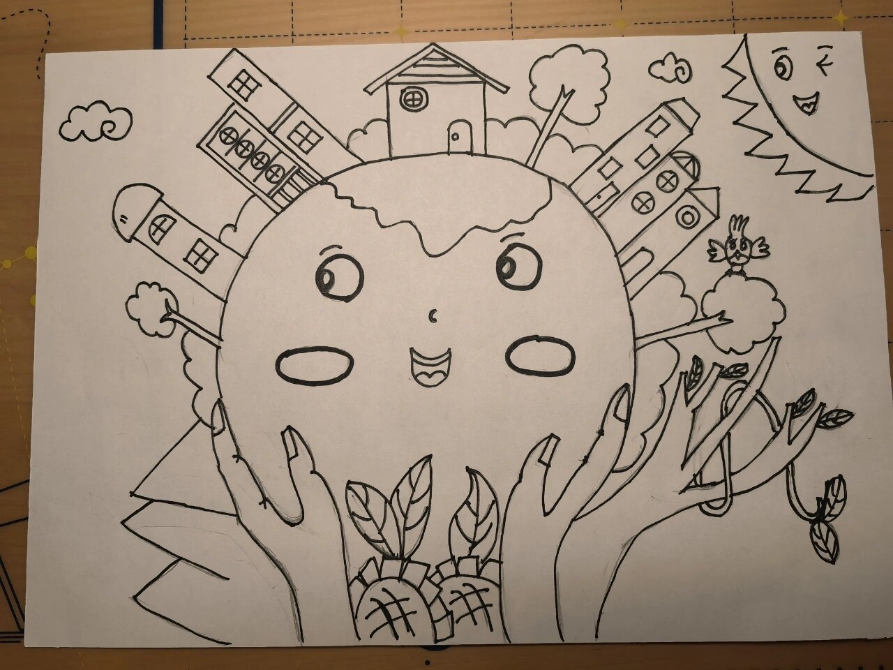 地球科学的少儿绘画,少年儿童科学幻想绘画 简单