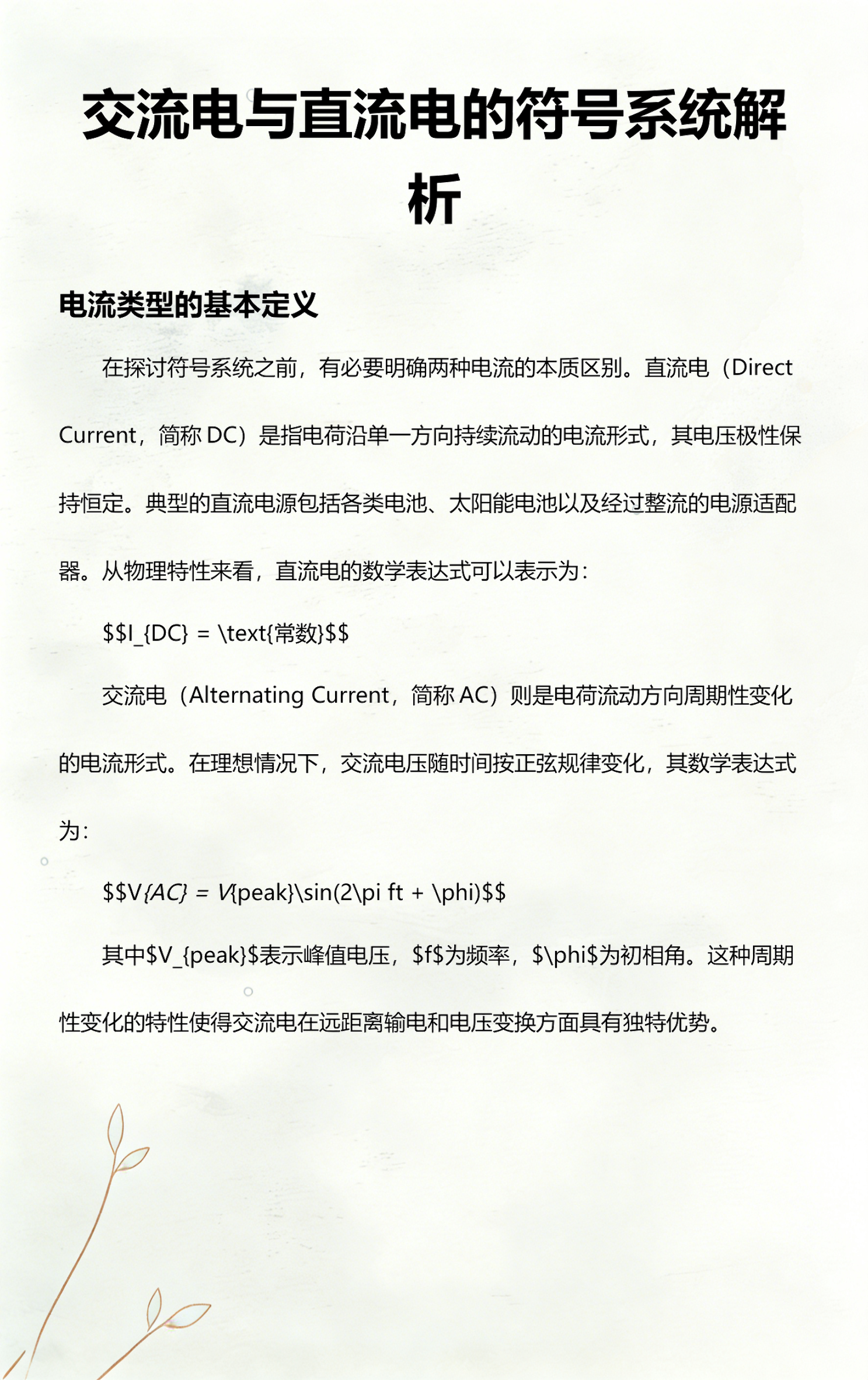 电流符号字母表示方法